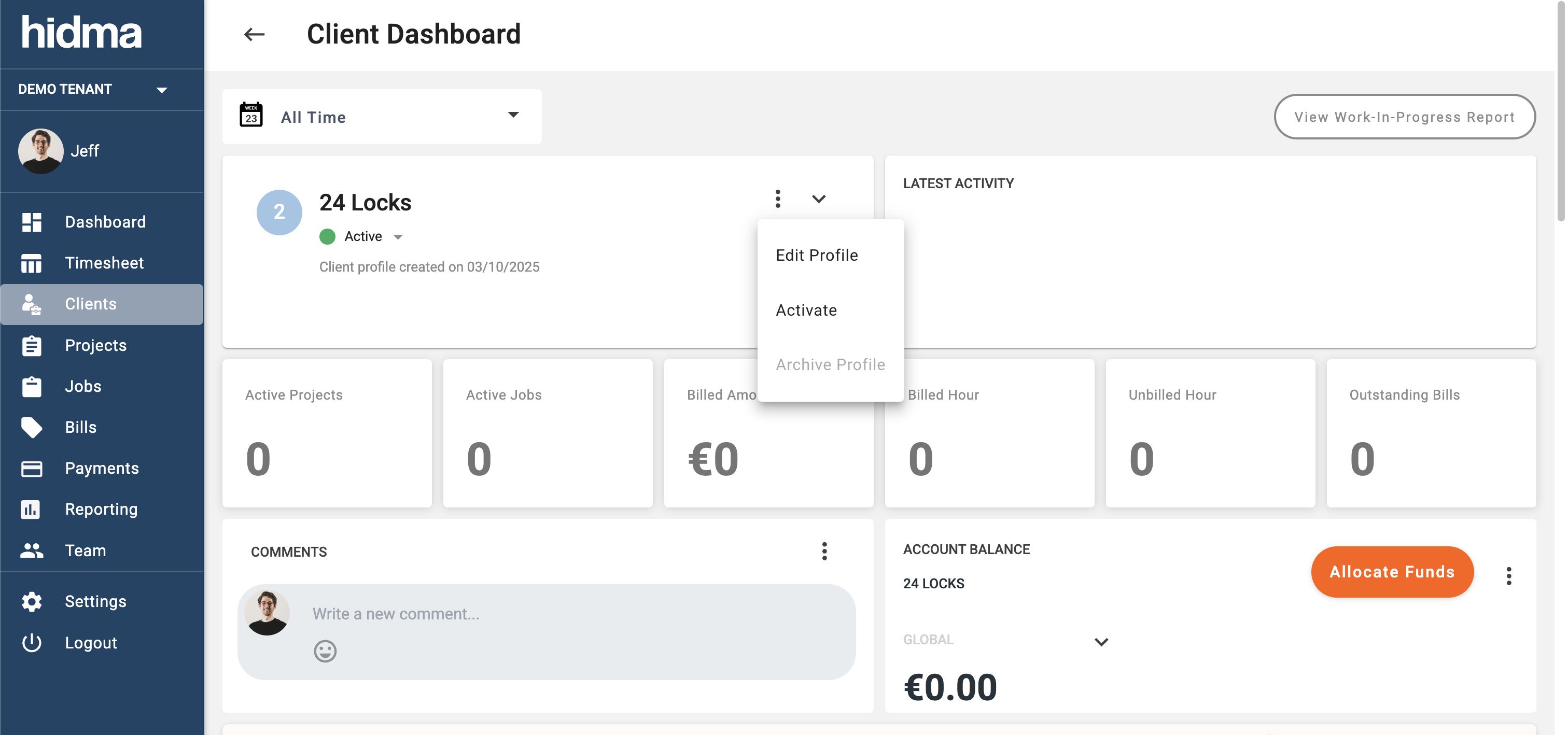 Client Dashboard - Edit Profile