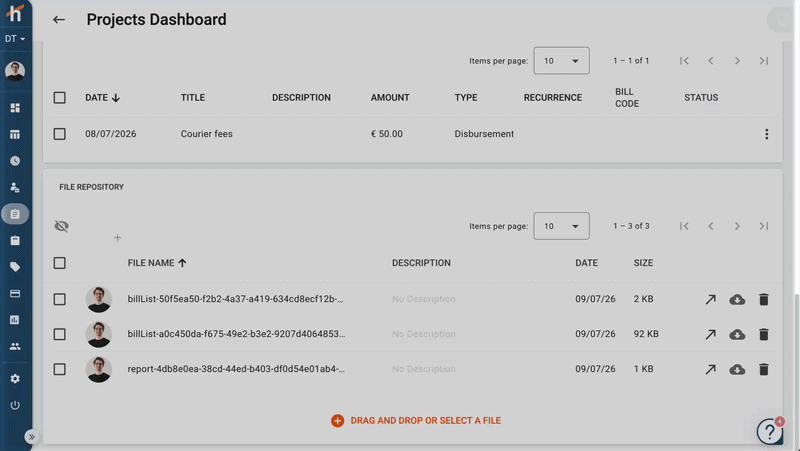 Hiding and showing file descriptions in the File Repository